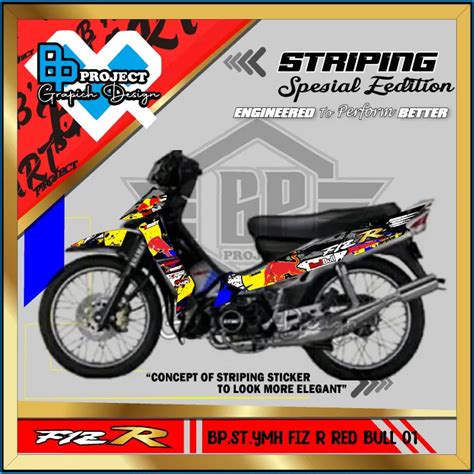 Sticker Striping Lis Variasi Fiz R Semifull Desain Red Bull Team Racing