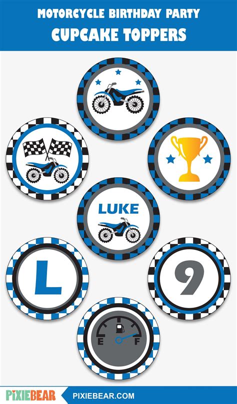 Dirt Bike Cupcake Toppers Printable Motocross Birthday Etsy