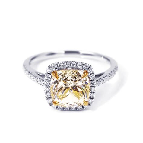 Tianyu Gems Yellow Cubic Zirconia K Au Gold Engagement Ring Cz