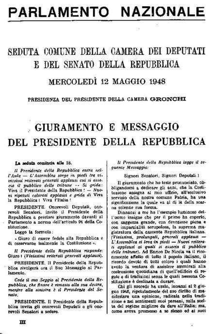 12 Maggio 1948 Luigi Einaudi Presta Giuramento Come Secondo Presidente