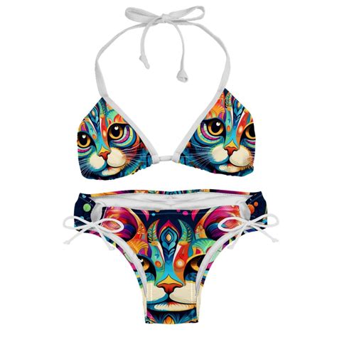 Cat Detachable Sponge Adjustable Strap Bikini Set Two Pack Swim Suit