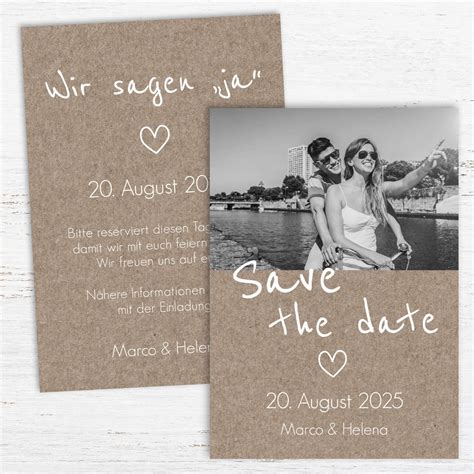 Save The Date Karten Rustikal Mit Foto Individuelle Einladung Save The