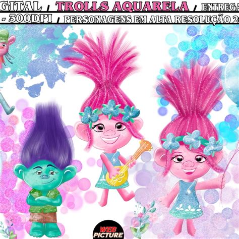 Kit Digital Trolls Aquarela Elo7 Produtos Especiais