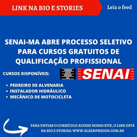 Senai Ma Abre Processo Seletivo Para Cursos Gratuitos Slz Empregos