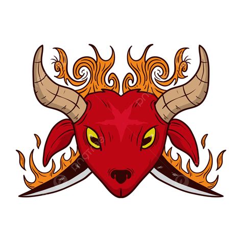 Burning Goat Demon Head Vector Illustration Design Goat Dark