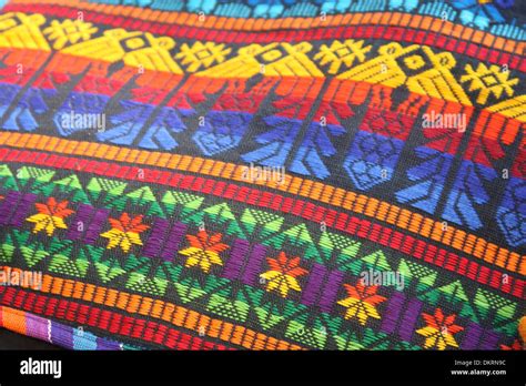 South American hand made colorful fabric with traditional patterns ...