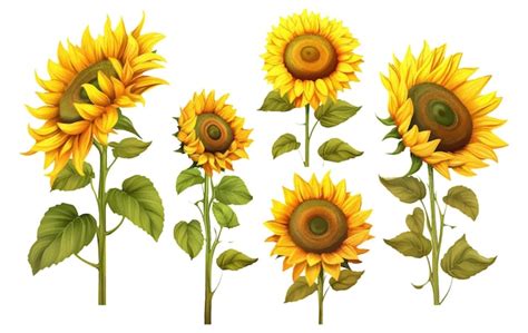 Establecer vector ilustración otoño girasol elementos aislados sobre