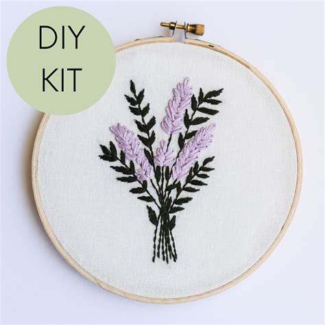 Lavender Bunch Diy Embroidery Kit Etsy