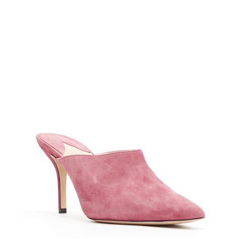 Paul Andrew Blush Pink Suede Leather Point Toe Slim Heel Mule Pumps