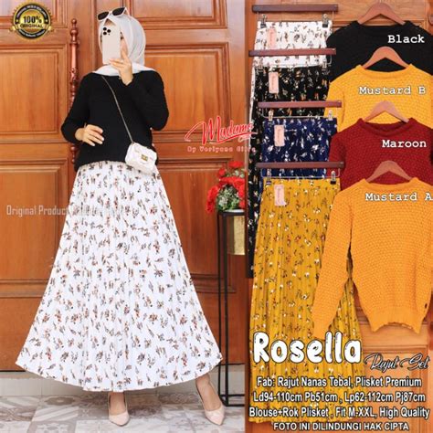 Jual Rosella Set Rok Dewasa Setelan Rok Plisket Vintage Dan Blose Rajut