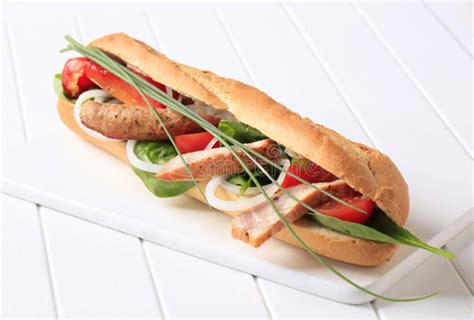 Chicken sub sandwich stock image. Image of fajitas, cutting - 20437745