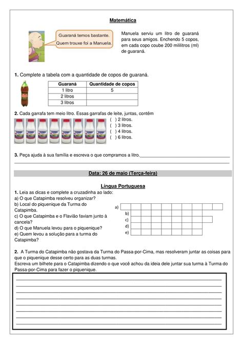 Ano Atividades L Portuguesa E Matem Tica Cuca Super Legal