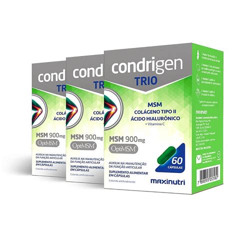 Kit 3 Condrigen Trio MSM Maxinutri 60 Cápsulas Edin