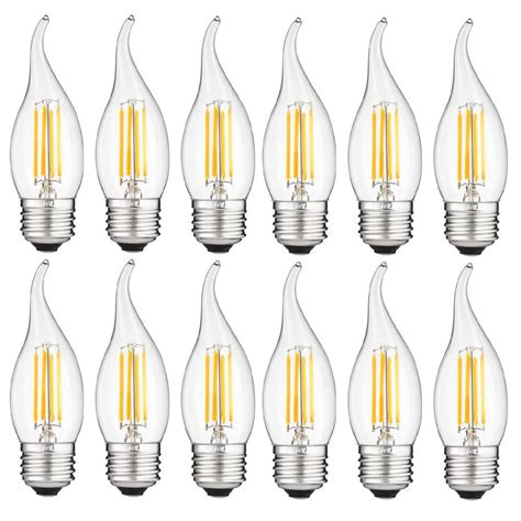 Sunlite 40-Watt Equivalent CA11 Dimmable ENERGY STAR Clear Chandelier LED Light Bulb in Warm ...