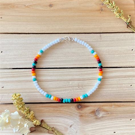 Sunrise Beaded Anklet Seed Bead Anklet Beach Anklet Ankle Etsy