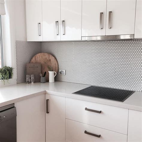 White Round Penny Dark Grout Google Search Dining Room Small Home