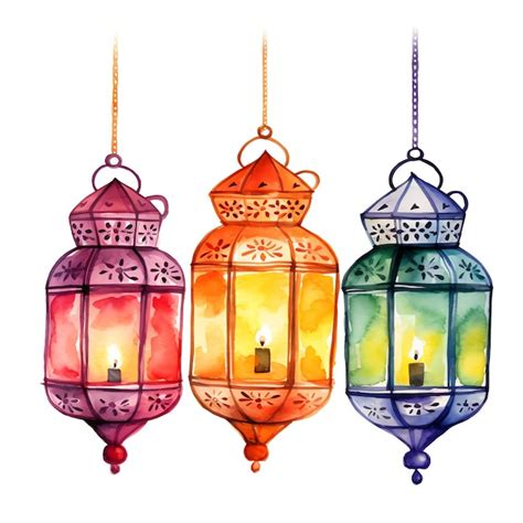 Premium AI Image | Diwali lanterns diwali watercolor illustration