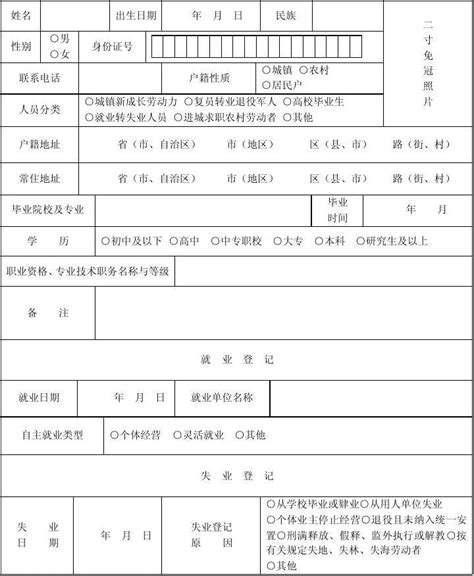 就业失业登记证申领登记表3word文档在线阅读与下载无忧文档