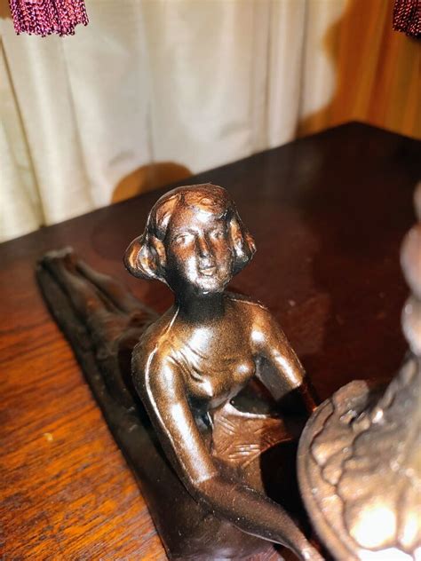 RARE ORIGINAL ART DECO 1920 S 30 S NUDE LADY METAL FRANKART ERA LAMP