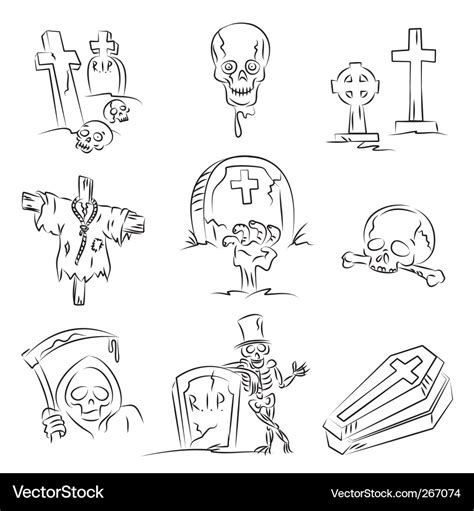 Halloween cemetery Royalty Free Vector Image - VectorStock