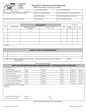 Request For Change Deviation Waiver Variance Doc Template Pdffiller