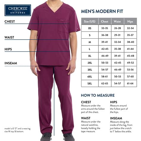 Cherokee Medical Uniforms Men's Modern Fit Scrubs Size Chart – Scrub ...