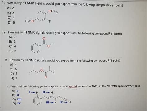 Solved How Many H Nmr Signals Would You Expect From The Chegg