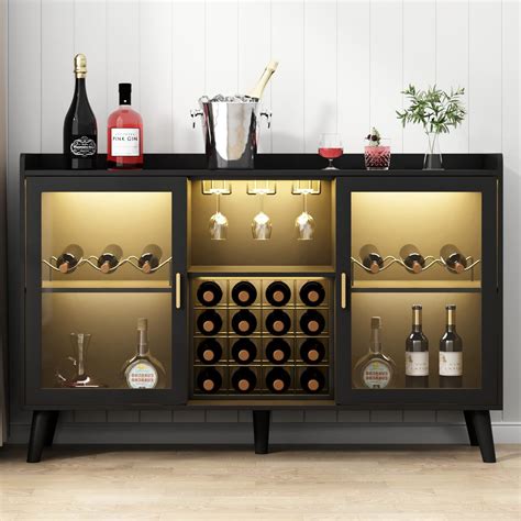 Amazon Gyfimoie Modern Wine Bar Cabinet With Led Light Home