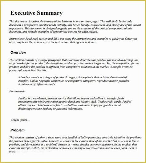 Free Executive Summary Template Of Sample Executive Summary Template 12