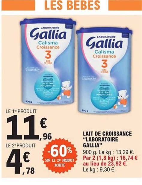 Promo Lait De Croissance Laboratoire Gallia Chez E Leclerc