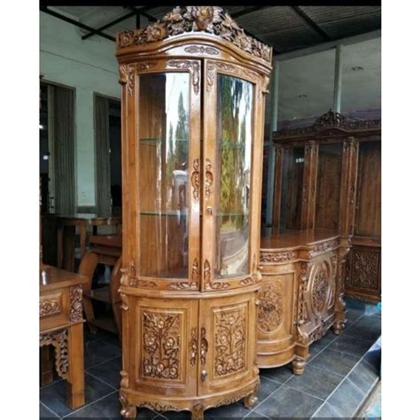 Jual Buffet Sudut Lengkung Jati Buffet Kayu Jati Almari Cabinet