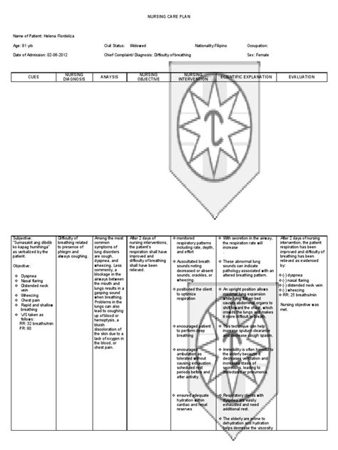 Ncp Difficulty Of Breathing Related To Presence Of Phlegm And Always Coughing Pdf Cough