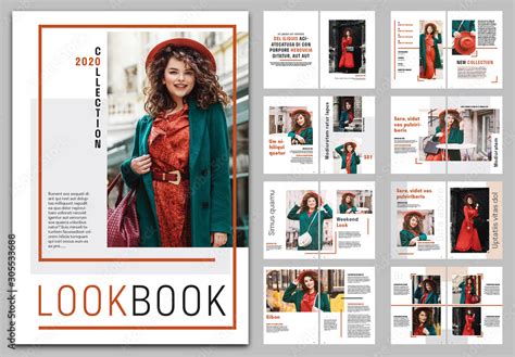 Modelo De Lookbook Layout With Red Accents Do Stock Adobe Stock