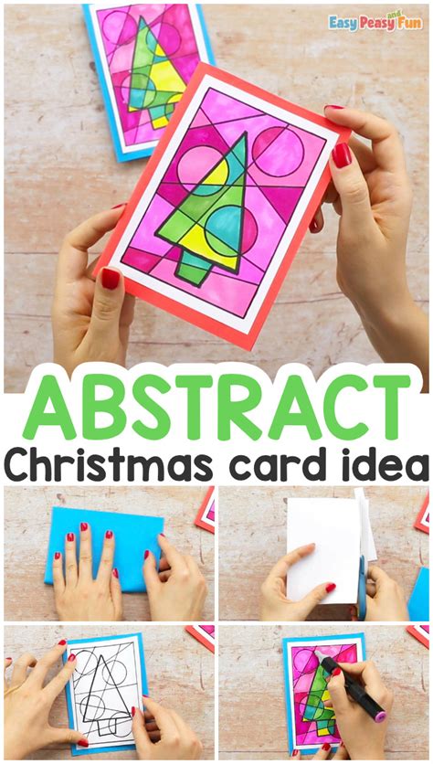 Abstract Colorful Homemade Christmas Card - Easy Peasy and Fun