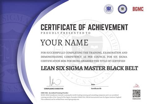 Lean Six Sigma Master Black Belt – BGMC – CSSC Accredited Examination