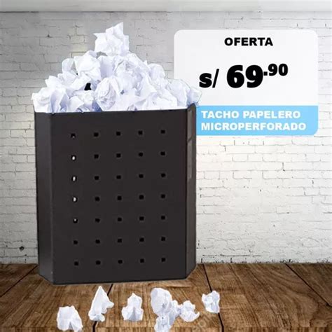 Tacho Papelero Microperforado Acero Para Banos Cuotas Sin Inter S