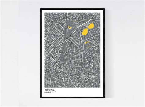 Arsenal London Map Art Print Many Colours 350gsm Art - Etsy