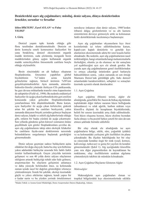 Pdf Denizlerdeki Aşırı Alg çoğalmaları Müsilaj Deniz Salyası Dünya Denizlerinden örnekler