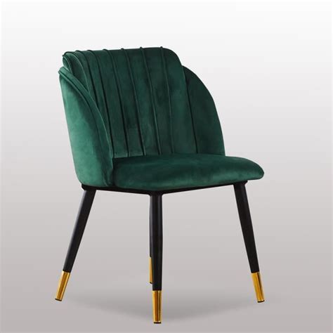 Chaise de Salle à Manger en Velours Vert Émeraude Milano Style