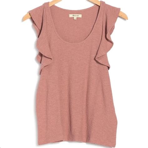 Madewell Tops Madewell Texture Thread Ruffle Sleeve Top In Faded