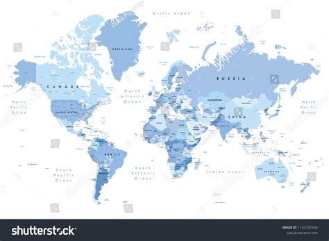 World Map Showing Countries States Usa Stock Illustration 1142747456 ...