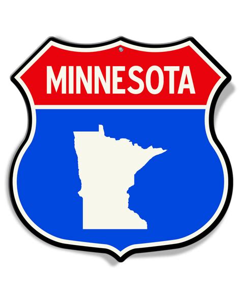 State Of Minnesota Interstate Shield Shape Aluminum Sign Legend Lines