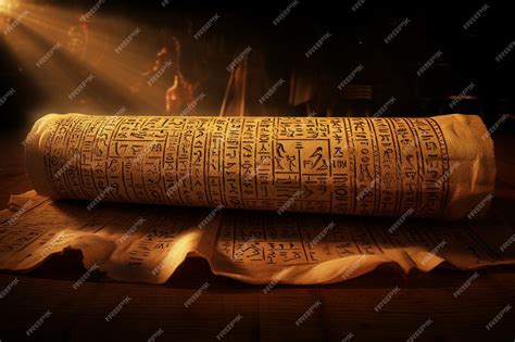 Premium AI Image | An ancient Egyptian papyrus scroll filled with hie 00485 03