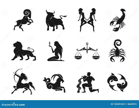 Zodiac Signs Horoscope Icons Set Isolated Astrological Images Stock