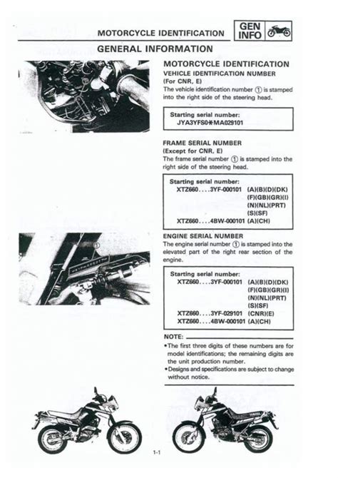 Yamaha Tenere Yf Xtz Service Manual Manuals Online