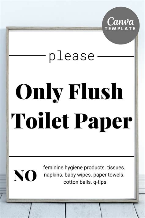 No Flush Sign Please Do Not Flush Guest Bathroom Sign Airbnb Template