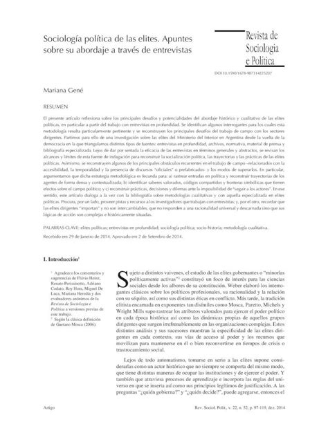 Pdf Sociología Política De Las Elites Apuntes Sobre Su Abordaje A