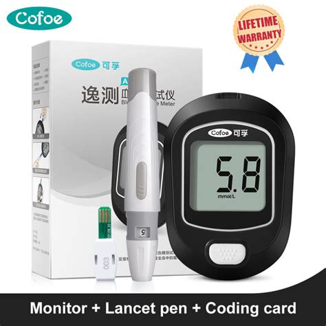 Cofoe Yice A03 Black Blood Glucose Meter With Lancet Pen Free Carry Bag