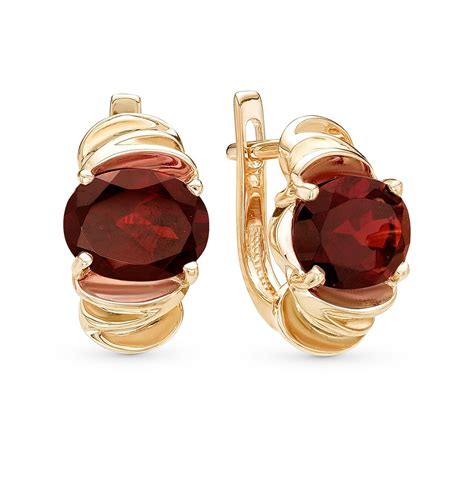 Золотые серьги с гранатом SERGEY GRIBNYAKOV С120-3228Гр*: красное и ...