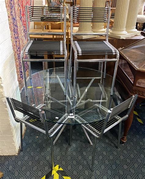 Glass Dining Table Six Chairs Southgate Auction Rooms